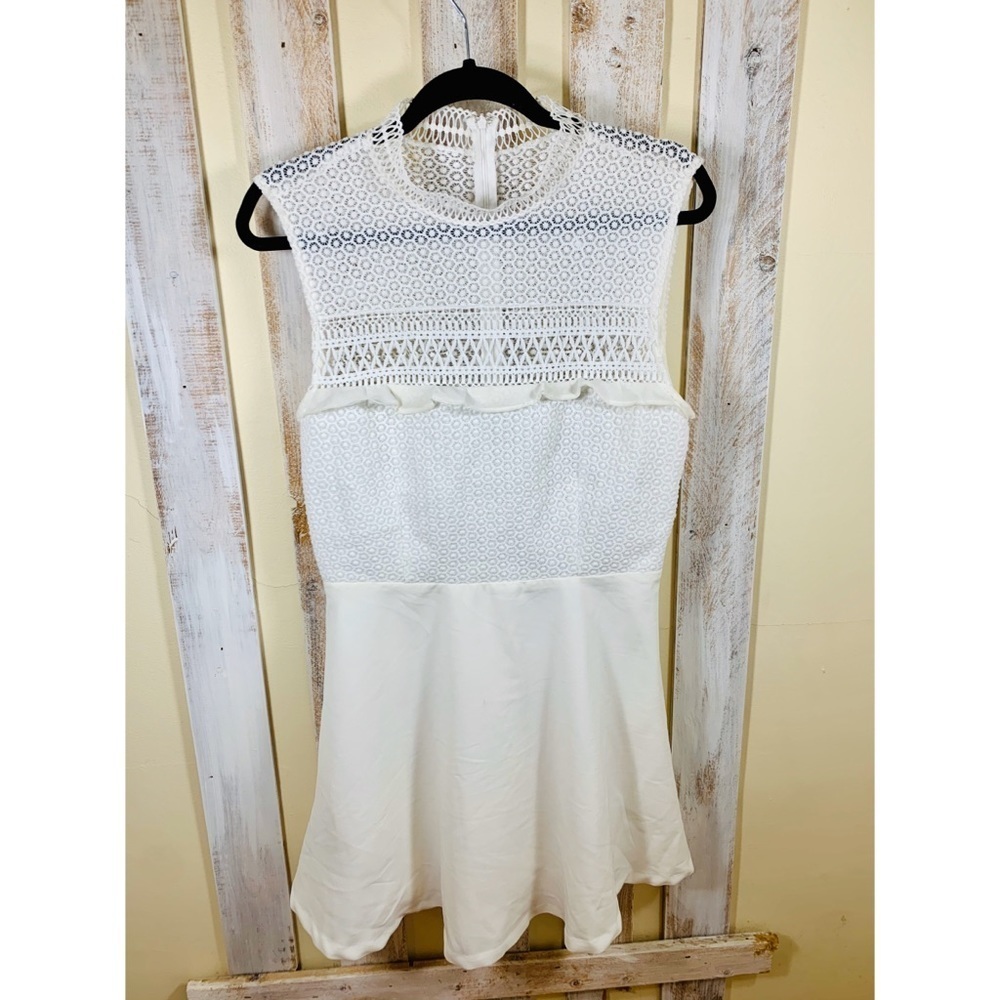 ONE ONE SIX Lace Yoke Fit & Flare White Dress